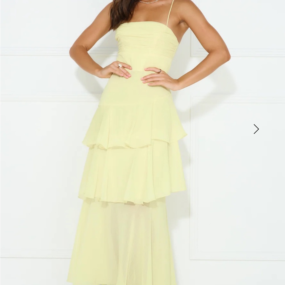 Hello Molly Light Yellow Tiered Maxi Dress